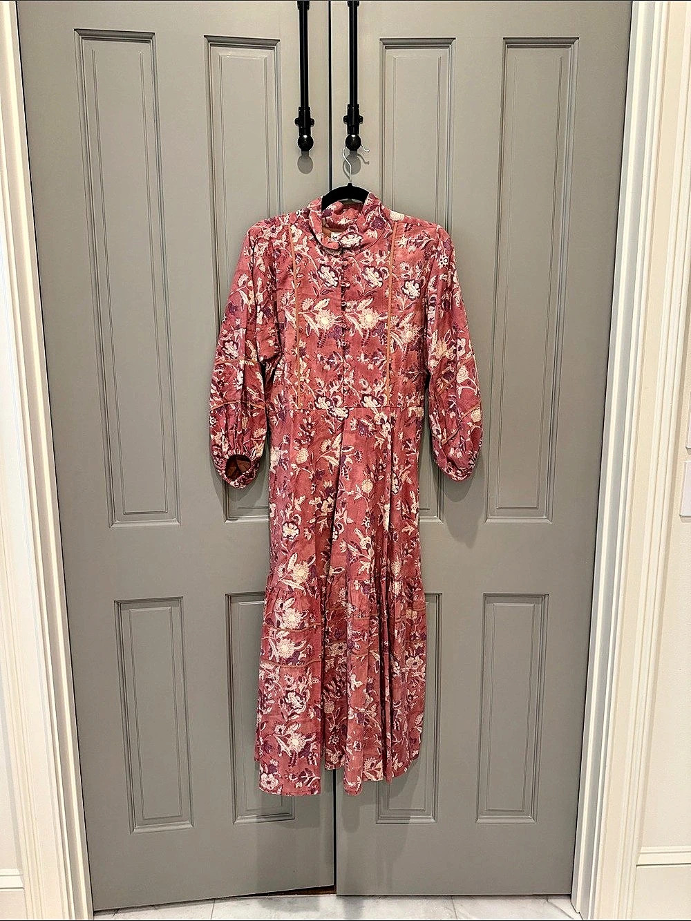 Floral Midi Dress in Pink & Purple